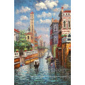 Pintura al óleo hecha a mano del canal de Venecia